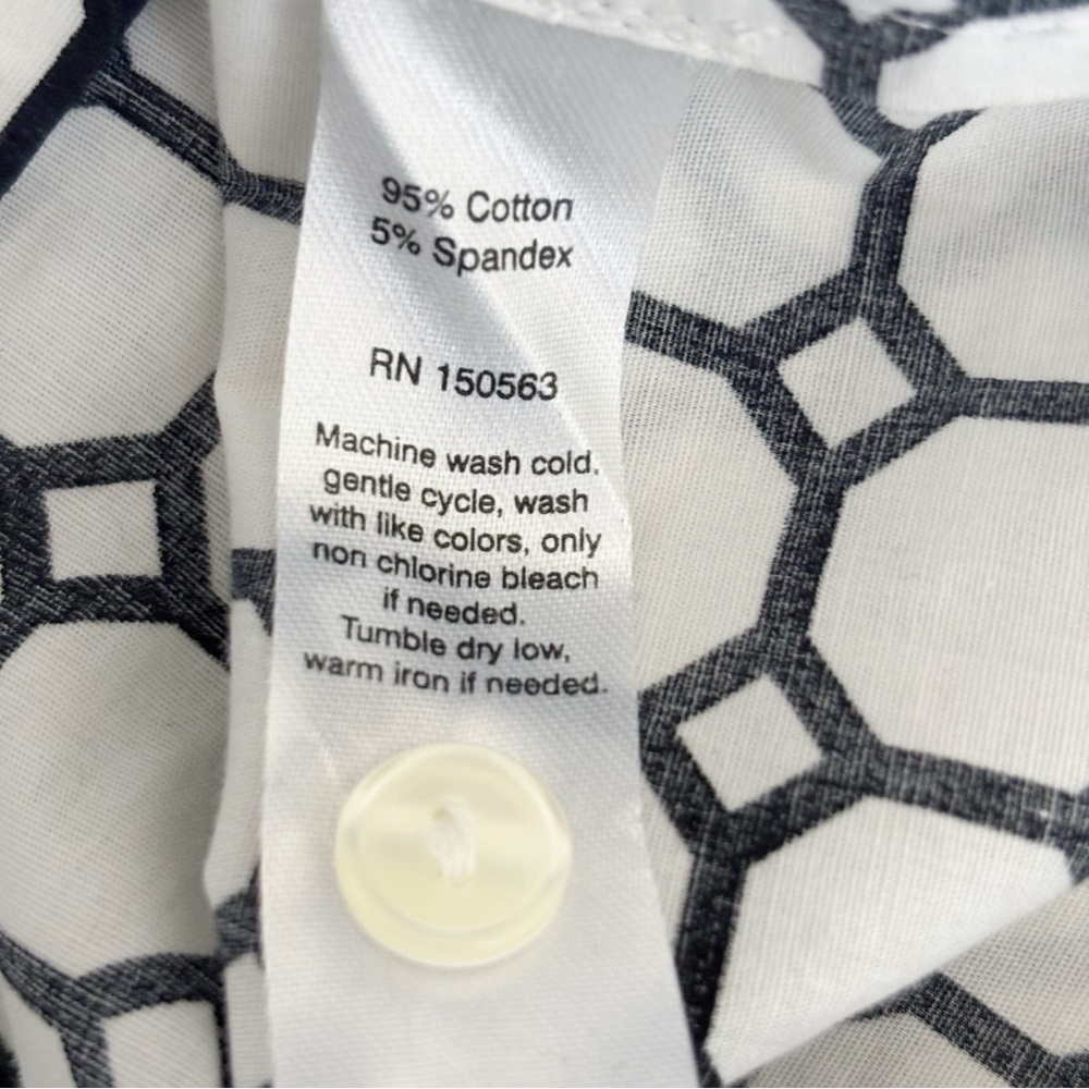Hinson Wu Black & White Geo Print Button Front Katherin Shirt Sz 10 Quiet Luxury - Picture 7 of 7